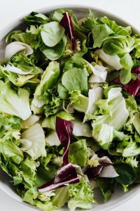 A bowl of vegetables.