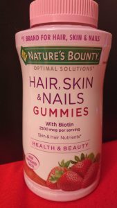 Nature's Bounty gummies multivitamins for hair, skin, and nails.