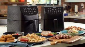 sleek black air fryer with food. You can also choose from a variety of recipes that are good for the body as well.