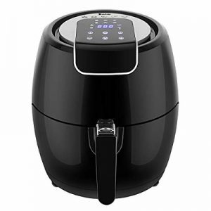 Air fryer device you can make your batter with, in black color.