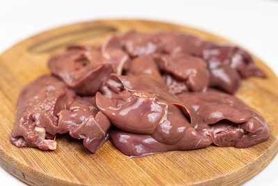 Raw chicken livers for yummy chicken livers menu. Ready for the air fryer.