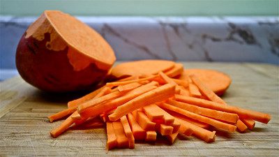 The picture shows a sweet potato. Many kids like sweet potato because of the sweet taste.You can use an air fryer to fry sweet potato. An air fryer can help you with the sweet potato as you dont need to fry them using the oil. It tastes naturally sweet. 