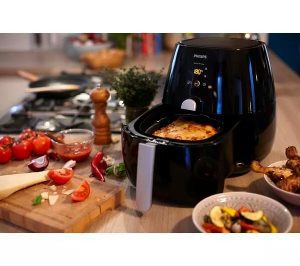 healthy foods cooked in an air fryer.