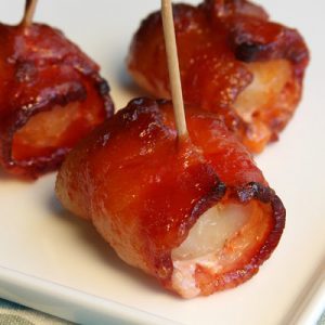 Bacon wrapped water chestnuts after air frying