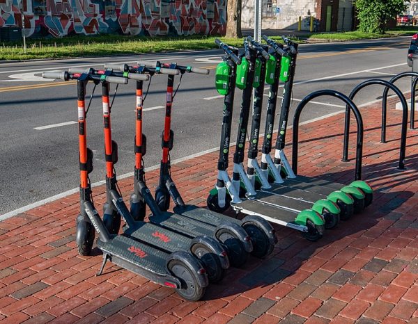 Scooters on its stands
