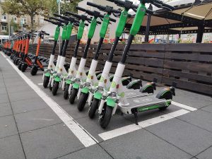 Some parked scooters