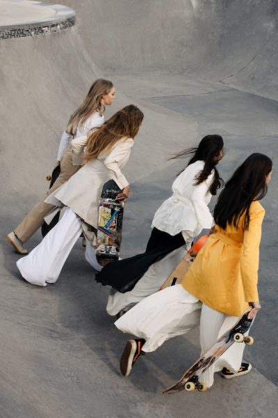 a group of young skateboard lovers ready to skateboard