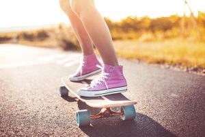 A picture of a person riding a skateboard.