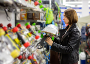 woman buys a skateboard