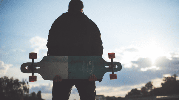 skater with longboard