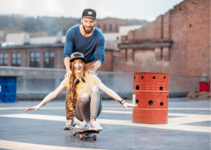 Strong balance is developed by skating since you have to constantly modify your body to stay on the skateboard.