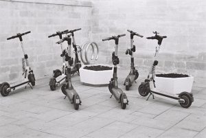 Black and white scooters
