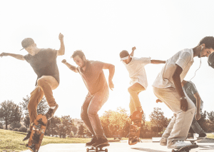 young men skateboarding