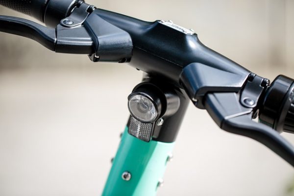 Close-up shot of a scooter's handlebar
