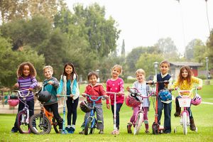 Children with their scooters. It can be fun for many to ride this kind of vehicle. Scootering is good also to their brains. Scootering enhances scootering abilities and physical ability.