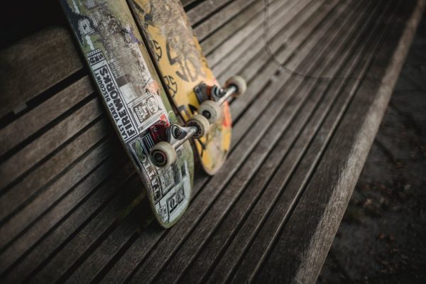 Two boards on a bench