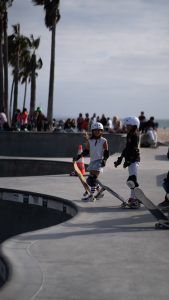 Skateboarding for fun of children with their skateboards