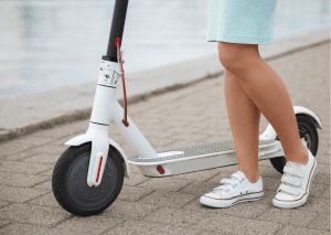 Close shot of a person with powerful electric scooter.