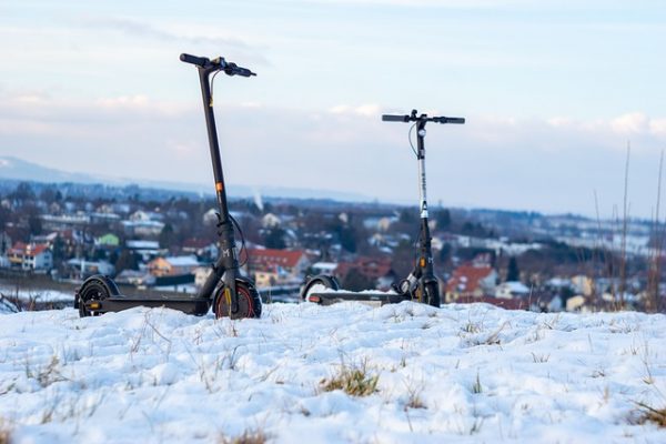 scooters in the snow
