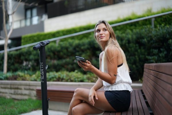 woman with a scooter