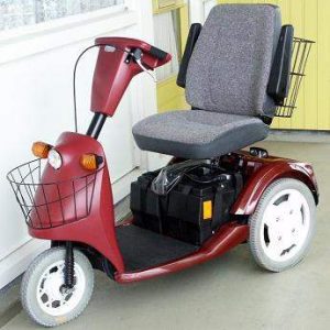 red mobility scooter used indoors