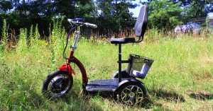 scooters with three wheels can go on grassy areas and land