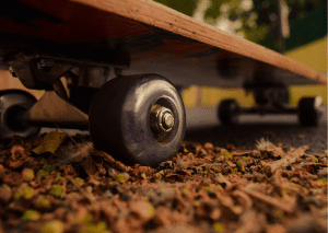 rusty skateboard on the ground