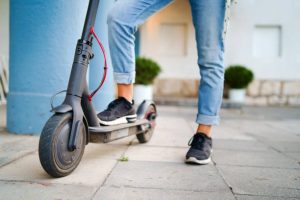 A rider ready to take her scooter for a ride