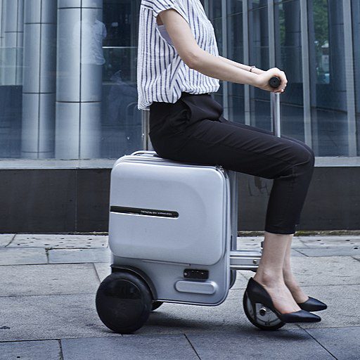 The scooter briefcases are the fusion of a briefcase and a scooter.