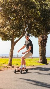 Riding electric skateboard