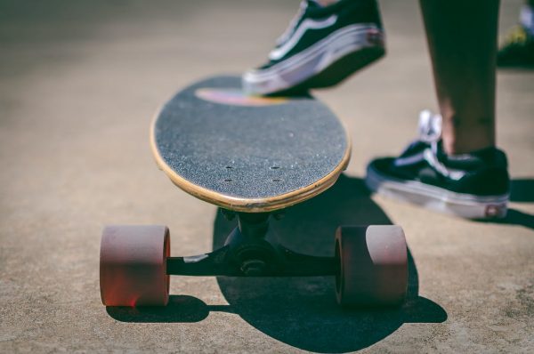 Perfect shot of a vert board ready for a ride