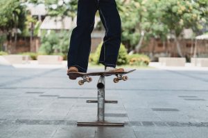 Balancing skateboard on a railings