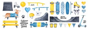 Various equipment and gears for a thrilling ride.