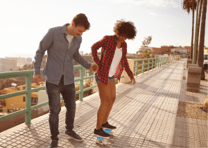 A skateboard trainer teaching skateboarding