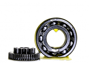 Small skateboard bearings are lubricated for the proper functioning of the skateboards.
