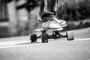 skateboarder on electric skateboard 