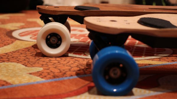 An electric skateboard is a cool mode of transportation. Cool brands.