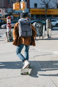 Man on a skateboard. Riding skateboards can benefit your health.