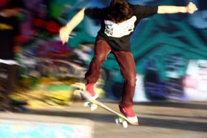 Skateboarder's skateboarding