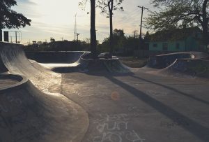 A peaceful skatepark during the afternoon. It is nice to use this place as a place to practice as ramp for scooters.