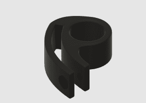 Not all clamps work with all types of scooters. This black rubber clamp is an example of a clamp compatible with any scooter.