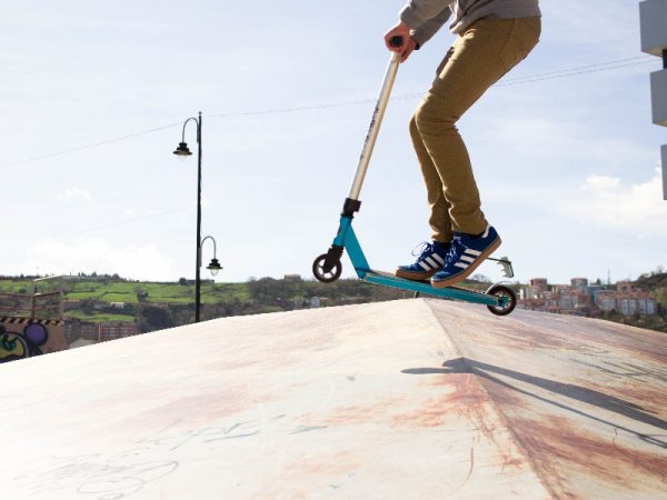 it's best to go scooter riding on an elevated ground to practice the different tricks