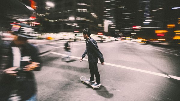 Skateboarding at night