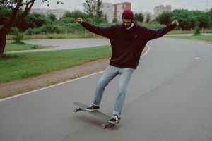 A man enjoying his board with smooth bearings