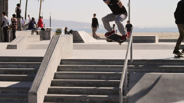 skaters in skateboard ramp