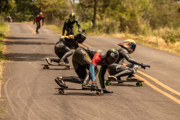 Group of skateboarders. Skateboarding safety is important especially when you are doing tricks and dangerous routines. You need to wear safety helmets and safety knee pads.