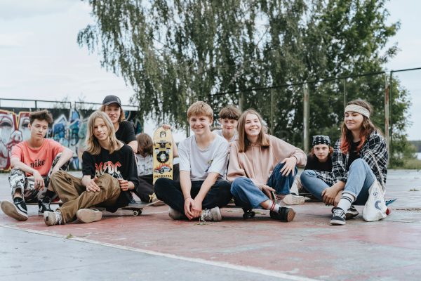 Skateboarding lesson with the kids. 