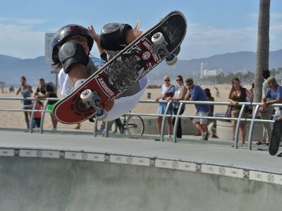 A longboarding stunts