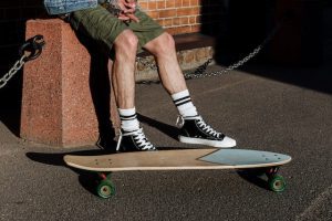 Skateboard grip tape.