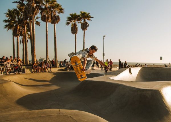 Skateboarder doing tricks